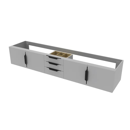 Castello Usa Alpine 84-inch Gray Vanity Base with Black Handle CB-MC-84G-BL-VBO